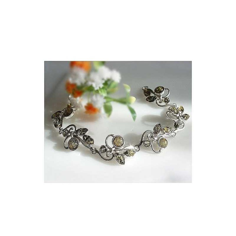 Bernsteinschmuck echt silber | Bernstein Armband Silber 925 Gr N Gelb 17,5 Cm Sterlingsilber Bx64