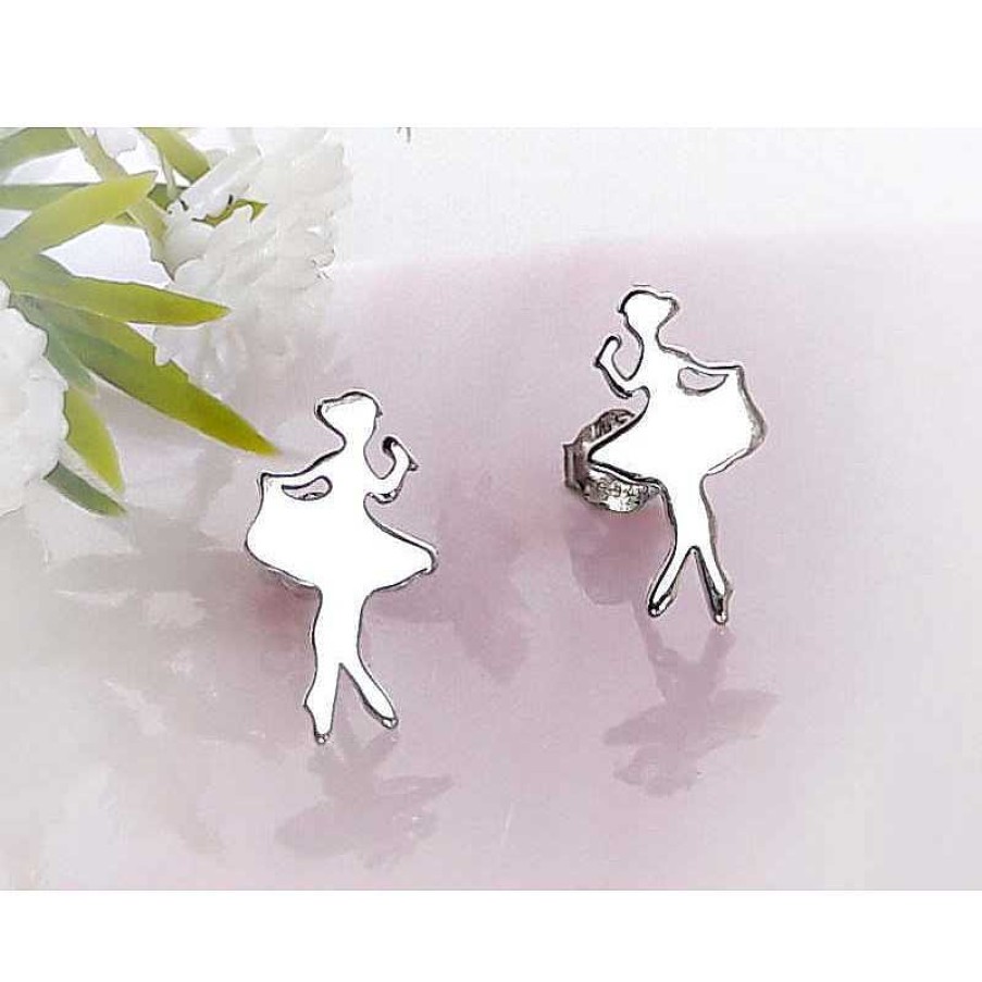 Silberschmuck echt silber | Ohrringe Ballerina Silber Ohrstecker Rhodiniert Sterlingsilber 925 Sx87