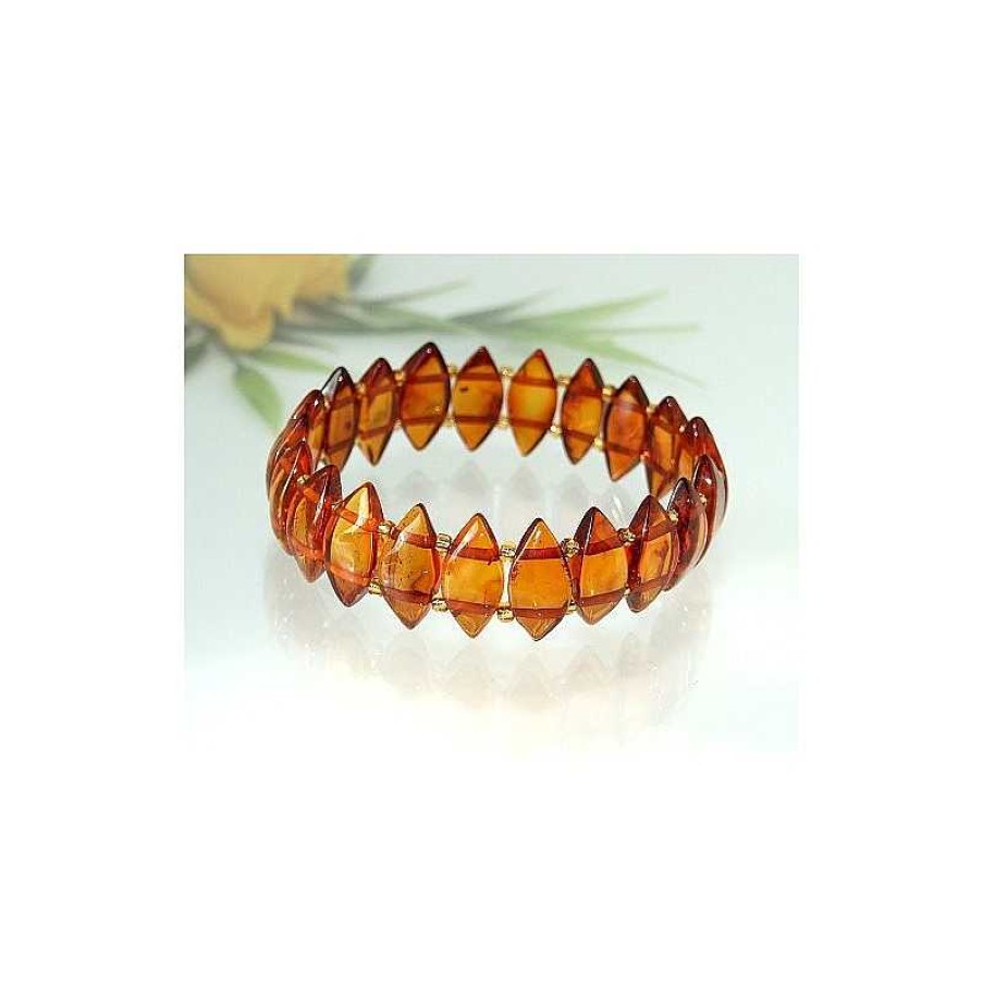 Bernsteinschmuck echt silber | Bernstein Armband Cognac Braun Gummizugband Ct50