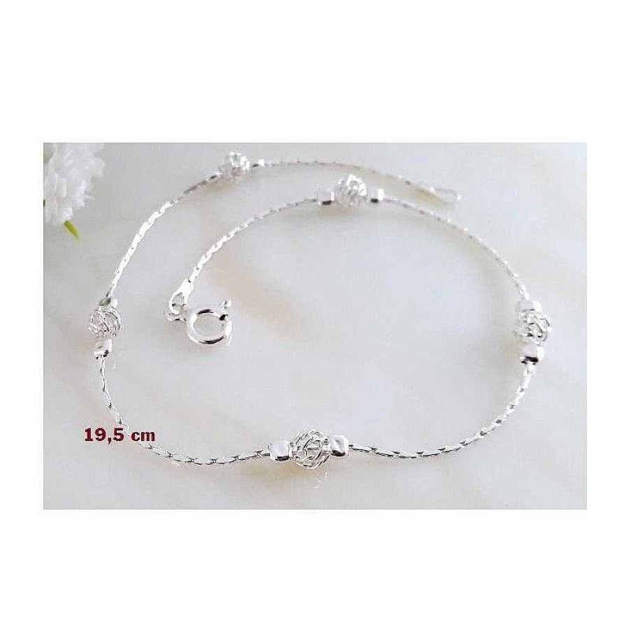 Silberschmuck echt silber | Armband Silber Kugel 17,5 Cm / 19,5 Cm Silber-925 (Sg136-17,5)