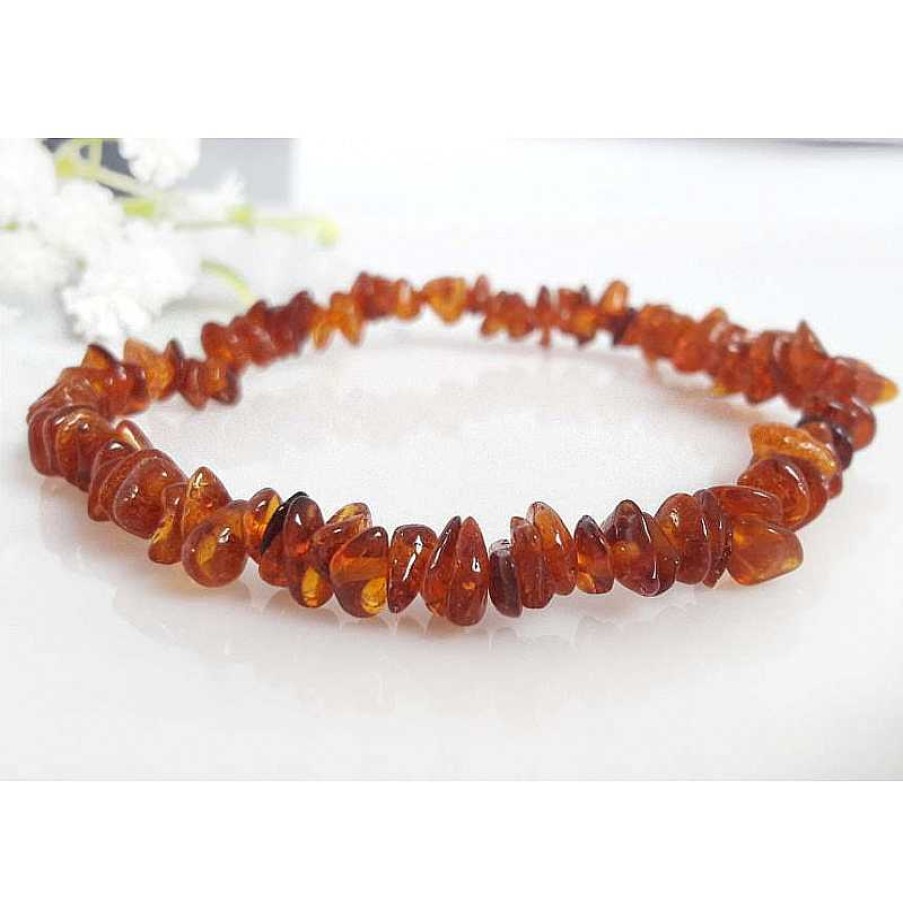 Bernsteinschmuck echt silber | Bernstein Armband Mit Gummizug Cognac Braun 18 Cm Bb181