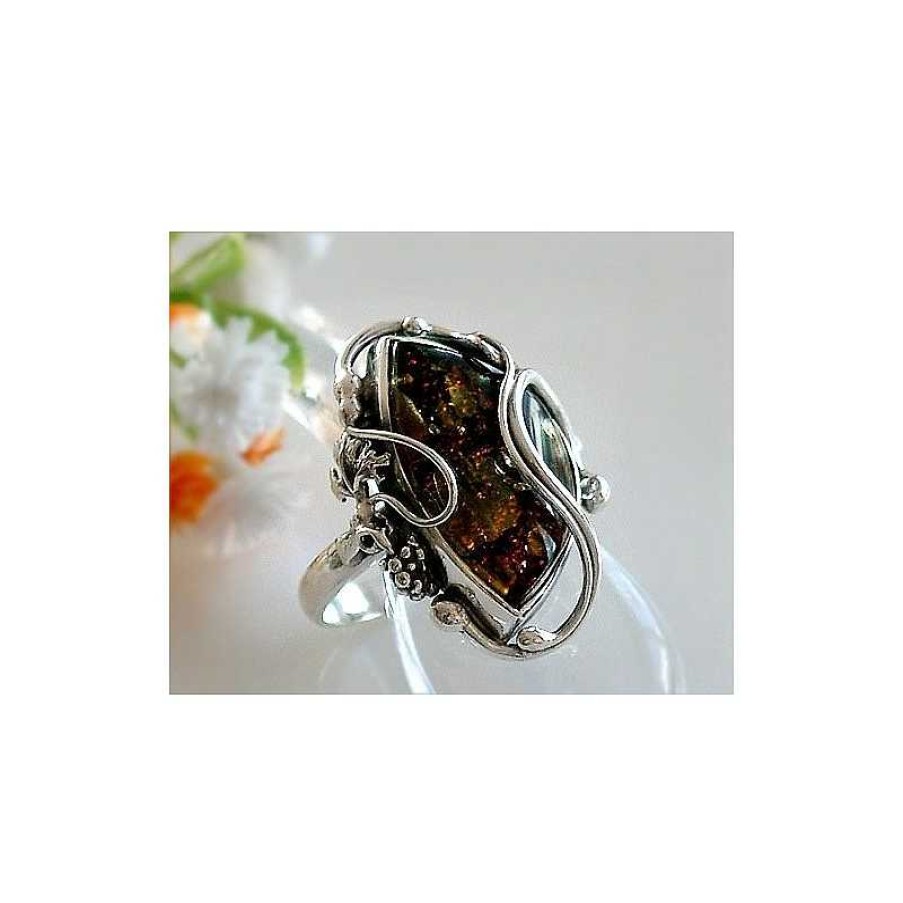 Bernsteinschmuck echt silber | Bernstein Ring Silber 925 Bernsteinschmuck Bk21